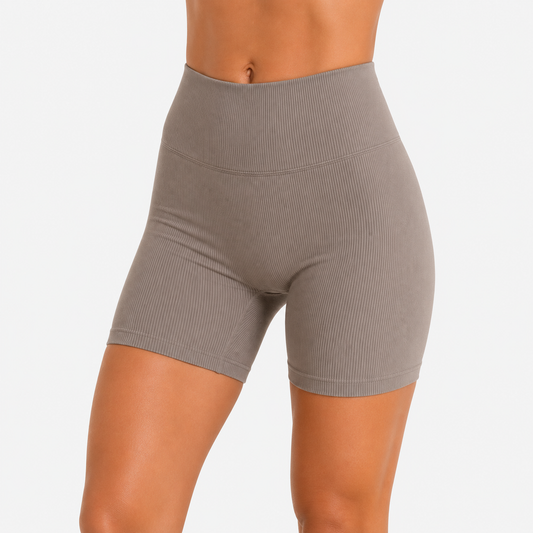 Seamless Ribbed Shorts, High-Waisted